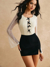 Poéselle Women's Lace Patchwork Long Sleeve Bodysuit, Casual Everyday Wear